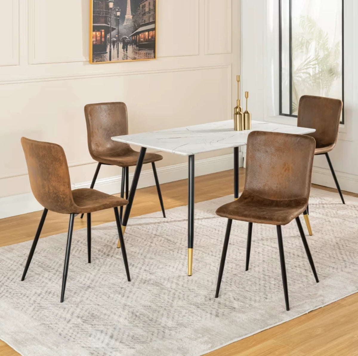 Urban Meuble Stuhlset, 4-teilig – Luxuriöse Esszimmerstühle, grau, Kunstfell – 44 x 54 x 87 cm