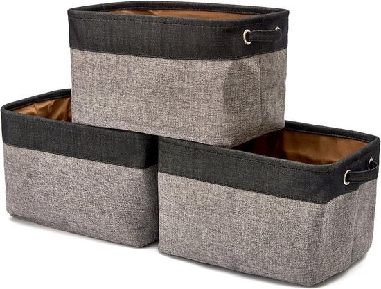 LifeGoods Aufbewahrungskorb - 3 Stück - Kleiderschrank-Organisator - 20 L - Textil - Grau