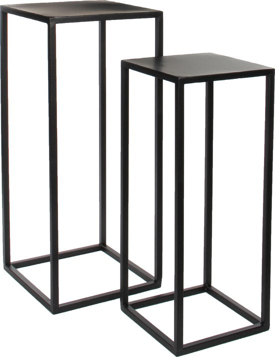 Mica Decorations Goa Beistelltisch - 2er-Set - L30 x B30 x H70 cm - Metall - Schwarz
