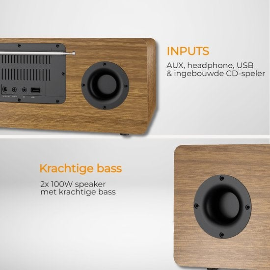 Denver Internet Radio - DAB/FM - CD-Player - Bluetooth - AUX/USB - Holz - Braun/Weiß