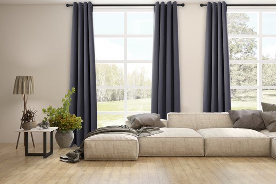 LIFA LIVING Vorhang – Grau – Verdunkelnd & schalldämmend – Vorhänge mit Ringen – 100 % Polyester – 150 x 250 cm – 1 Stück