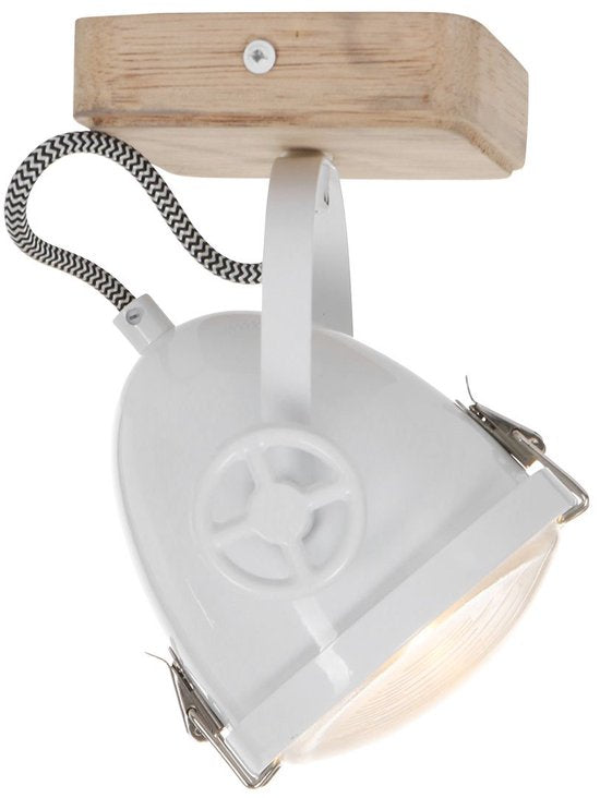 Deckenleuchte Michelle Weiß – dreh- und neigbar – Holz und Metall – Mexlite – 20 cm hoch, 11 cm Durchmesser
