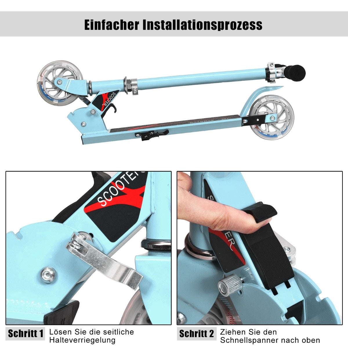 Coast Scooter Scooter höhenverstellbar Kinder Roller faltbar Kick Roller mit 2 Rädern blau