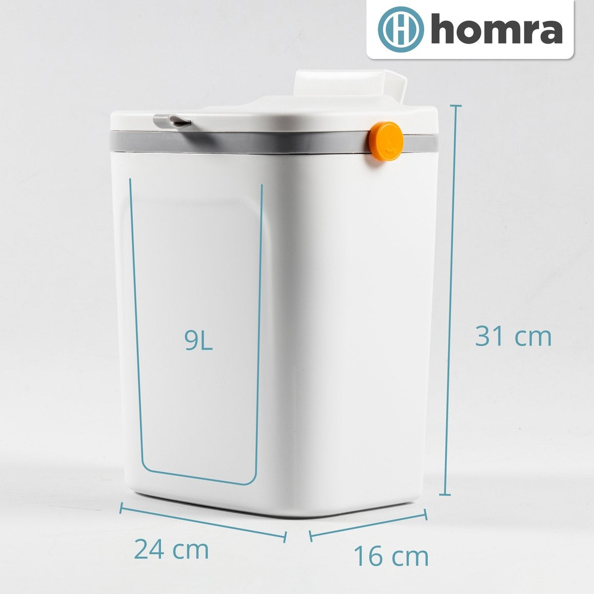 Homra GFT Abfalleimer 9L - Aufsatzabfalleimer mit Deckel - Hängender Abfalleimer mit losem Inneneimer - Komposteimer 9 Liter für Gemüse und Obst - Mini - Weiß - Einfach zum Aufhängen