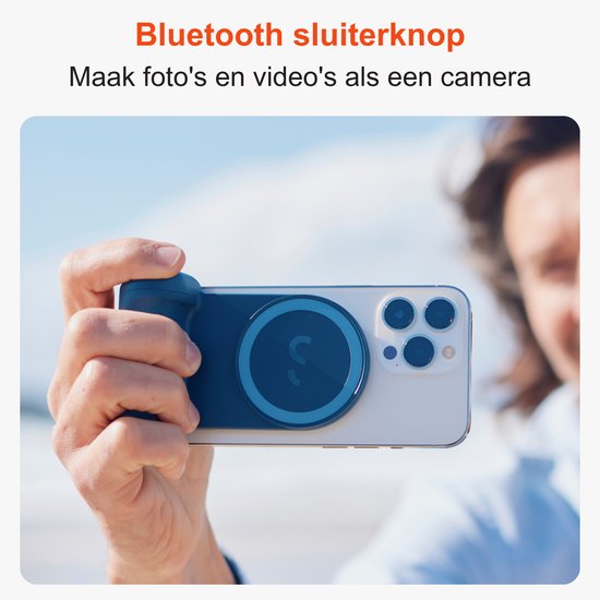 Shiftcam SnapGrip - Komfortabler Griff mit kabelloser Auslösetaste - Einfaches kabelloses Aufladen (5W) - Kompatibel mit MagSafe - Grau