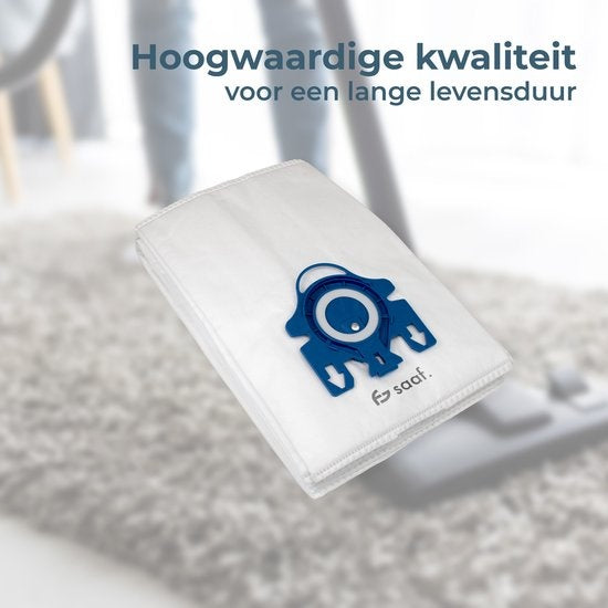 Saaf - Staubsaugerbeutel - 10 Stück - Geeignet für Miele GN & Complete C2 und C3 / Classic C1 und mehr - inkl. Filter - Weiß