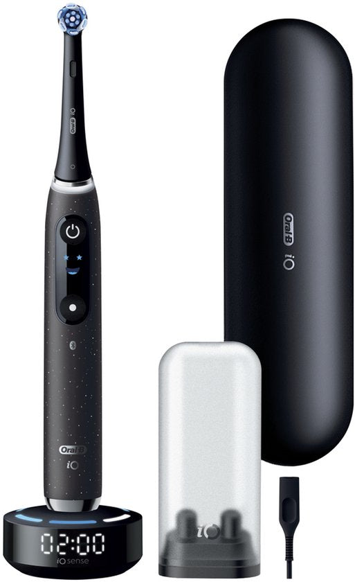 Oral-B iO 10 Elektrische Zahnbürste – Schwarz – inklusive Reise-Ladetasche und Aufbewahrungshalter für Bürstenköpfe