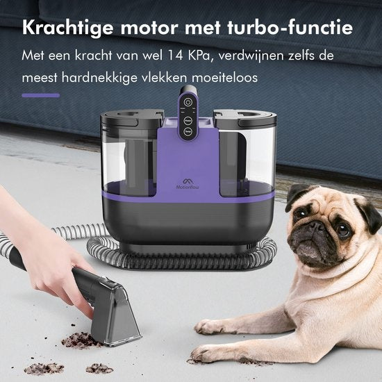 Motionflow 4-in-1 Teppichreiniger - 1800 ml Wassertank - Heizfunktion - Selbstreinigend - 40 x 28 x 38 cm - Lila