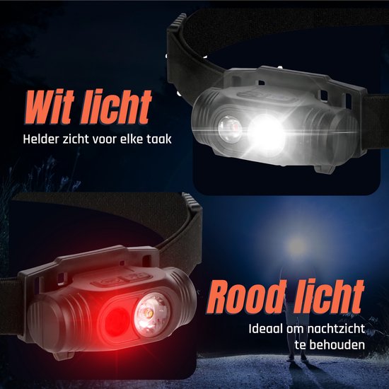 Ever Trex Ultra Light Stirnlampe LED Wiederaufladbar - Weißes und rotes Licht - 150Lumen - Neigbar - Laufen - Notfallpaket - Camping - Camper