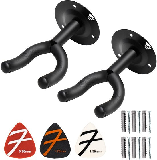 Finesse Gitarren-Wandhalterung – 2er-Pack – mit Plektren – Wandhalterung – Gitarrenständer