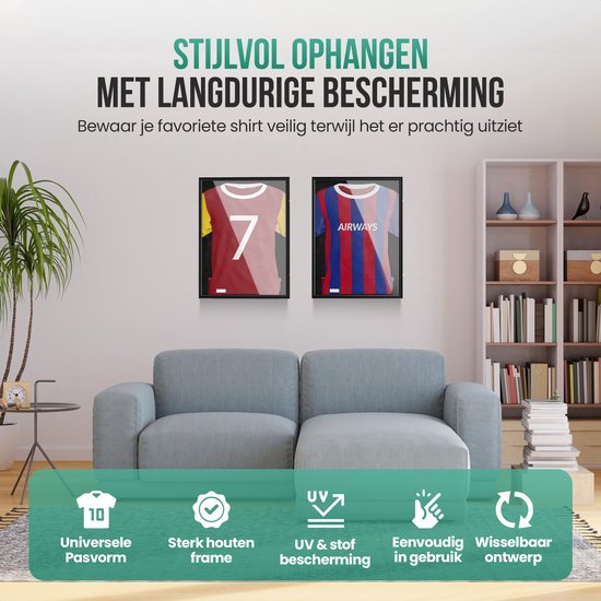Avalo Bilderrahmen 80x60 cm Schwarz - Tiefer Bilderrahmen Boxrahmen - Geeignet für Fußballtrikot-Rahmen - Faltbar