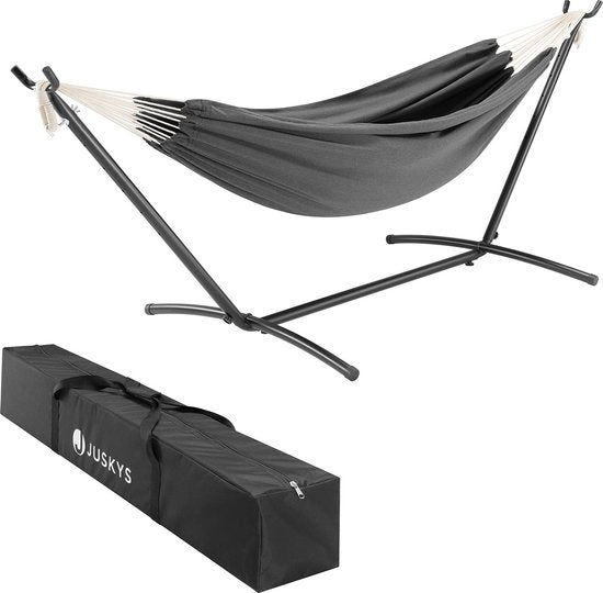 Juskys Hängematte Paya - Anthrazit - inkl. Gestell und Aufbewahrungstasche