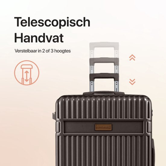 SKYCASES Trunk Travel Suitcase - Classic Heritage - Extra großer Koffer - 110L - TSA-Schloss - leichter Trolley - 78x44x36 cm - Trunk Roll Case - Spinner Wheels - Braun