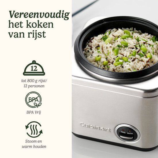Cuisinart – Reiskocher mit Dampfgarer – Dampfgarer für 6 Personen – Multi-Kocher, BPA-frei – Schwarz