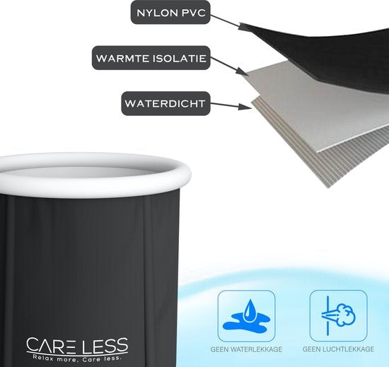 Care Less - Ice Bath - Sitzbadewanne - Faltbar und mit Deckel - Inklusive Pumpe und Abflussschlauch - Schwarz