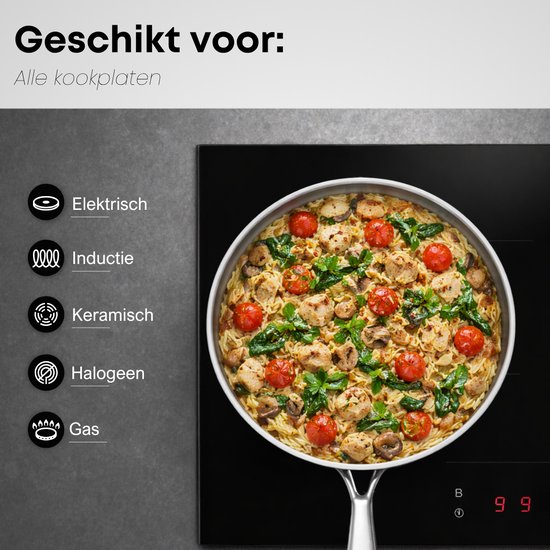 Savoré Kitchen Pfanne 28 cm mit Deckel – induktionsgeeignet – Sauteerpfanne aus Edelstahl – PFAS-frei