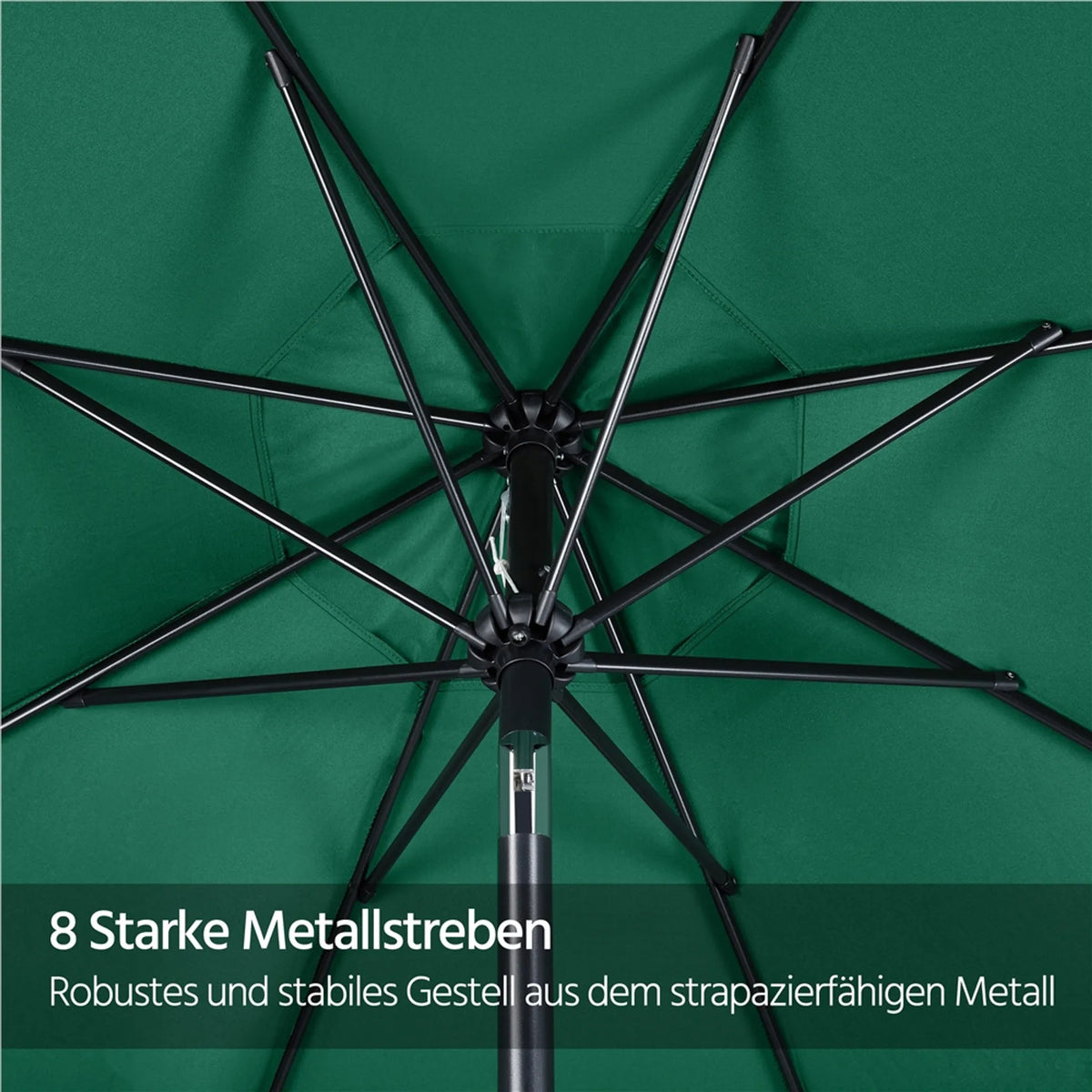 Gartenschirm mit Volant, Ø 267,5 cm, neigbar, mit 8 Streben und Belüftungsöffnung, dunkelgrün