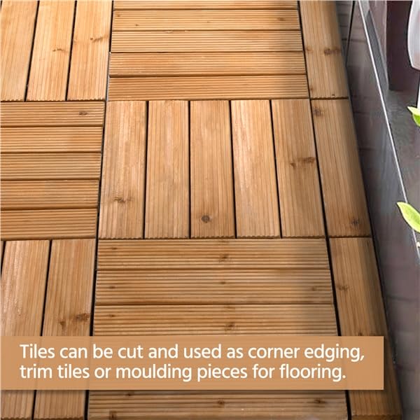 Yaheetech 27-teiliges Terrassenfliesen-Set – 30,8 x 30,8 cm – Naturholz