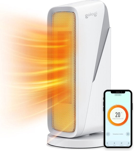 Gologi Heizlüfter mit Thermostat - Heizgerät - Funktioniert mit App und Touch Controls - 1500W