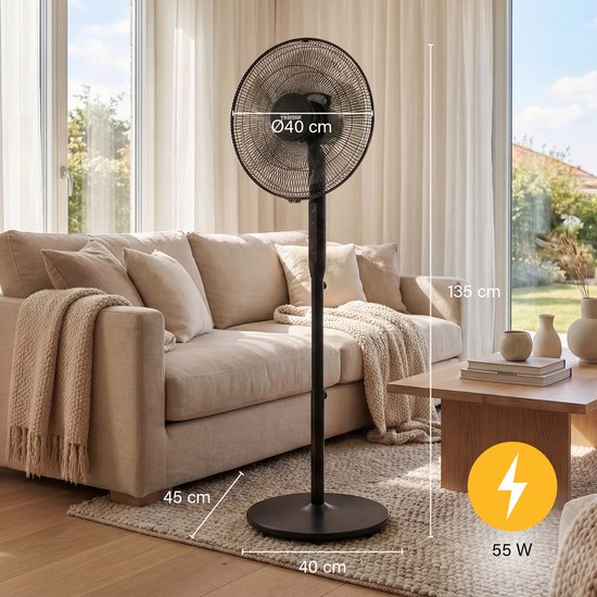 Tristar 3-in-1-Stativventilator – 40 cm – mit Fernbedienung – 9 Geschwindigkeitsstufen – 3 Windmodi mit Schlafmodus und Timer – oszillierend – VE-5796