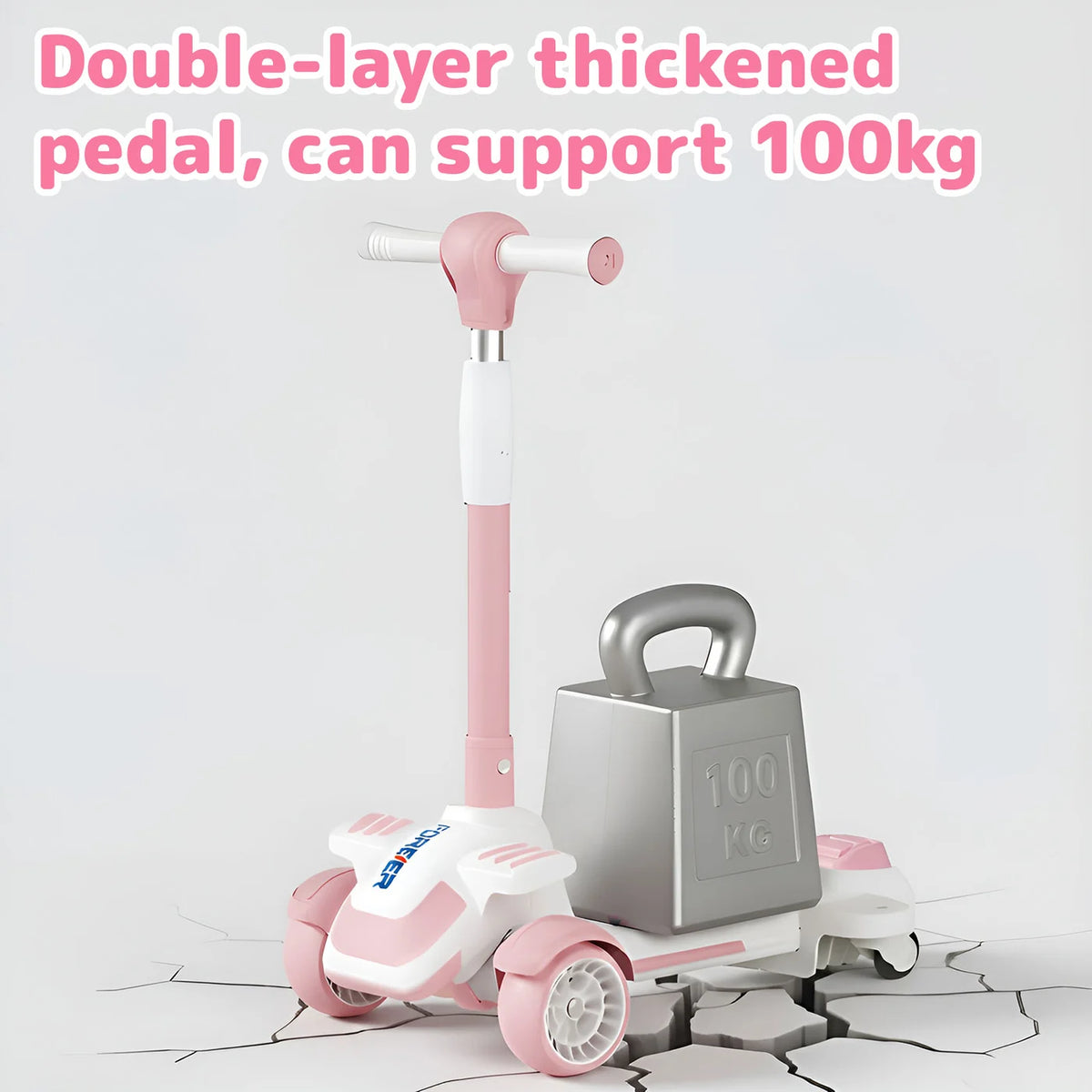 Neuleb 4-Rad-Roller für Kinder von 3 bis 8 Jahren, Kick-Roller mit drehbarem Sitz, maximale Tragkraft 100 kg, höhenverstellbar, Lenkung durch Neigen, für Jungen und Mädchen geeignet, rosa