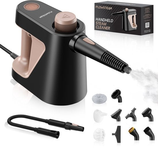 FLOWSTEAM® Compact 12-in-1 Handdampfreiniger – 4 bar & 110 °C Dampf – Dampfreiniger – Fleckenentferner – Handdampfreiniger – Für Badezimmer, Küche, Sofa und Möbel
