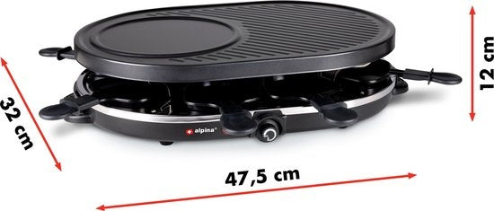 Alpina Gourmet Set - Griddle - mit Pfannen und Spateln - 1200W - 8 Personen