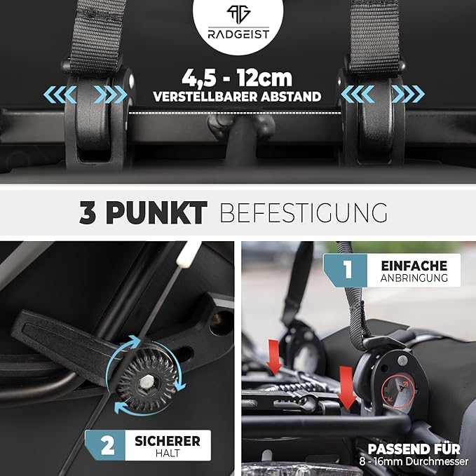 RADGEIST Fahrradtasche für Fahrradträger - Fahrradtasche für Fahrradträger - Fahrradtasche wasserdicht & Umhängetasche - Fahrradtasche mit Reflektoren