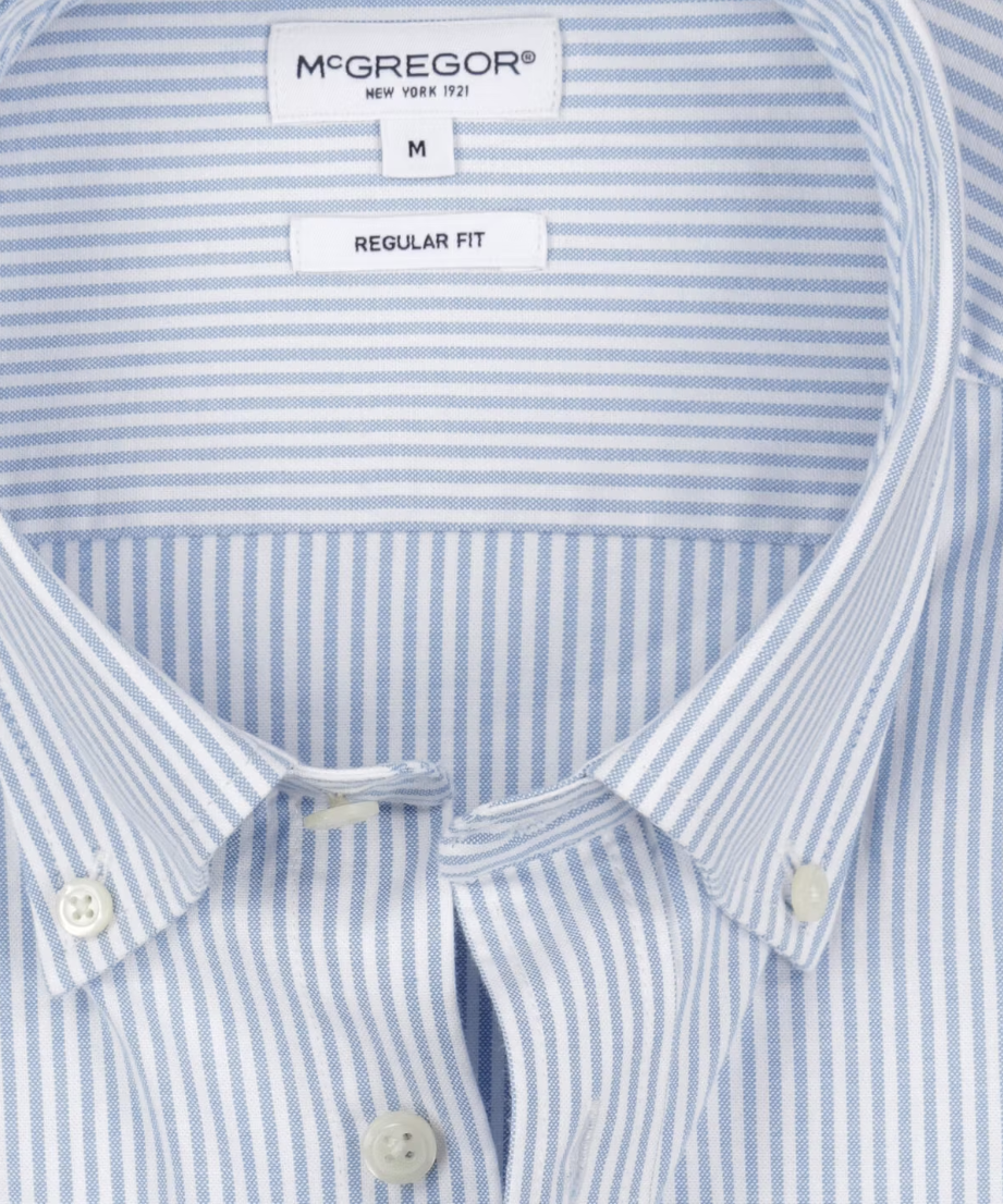 McGregor Stretch Oxford Small Stripe Shirt Herren - Größe M - hellblau - lange Ärmel
