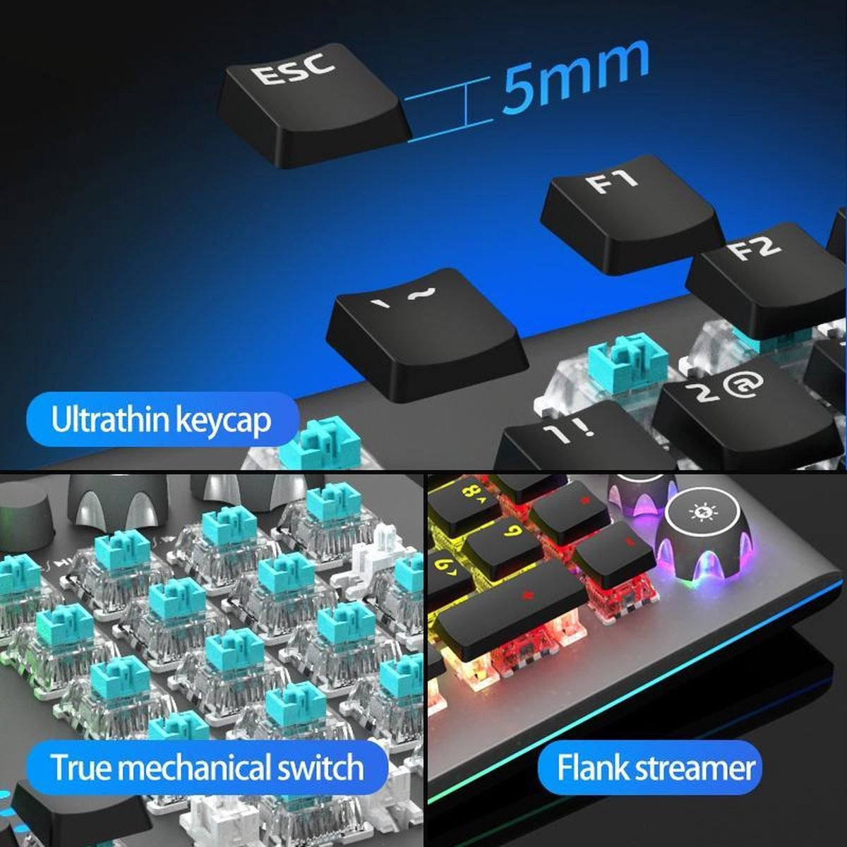 AULA S2096 RGB mechanische Gaming Tastatur - QWERTY - Schwarzer Schalter