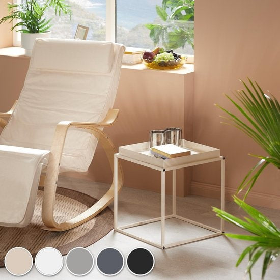 tectake - Beistelltisch - Kleiner Couchtisch - cremefarben - 40x40x44cm, maximale Belastbarkeit 30kg - 404184