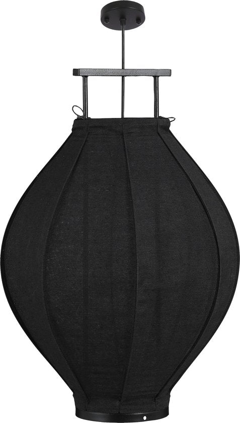 Mica Decorations Pego Pendelleuchte - H73 x Ø54 cm - Leinen - Schwarz