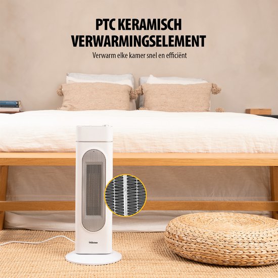 Tristar Elektroheizgerät KA-5088 – Keramik-Turmheizgerät – Fernbedienung – Geeignet für 25 m² – Heizlüfter – Weiß