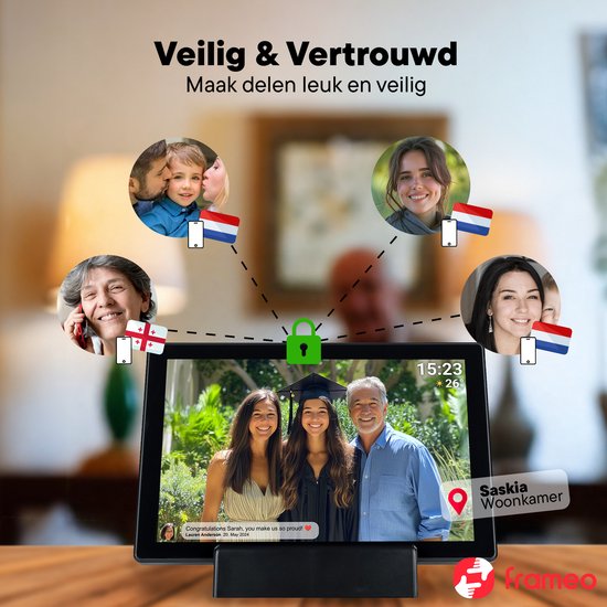Denver Digitaler Fotorahmen 10,1 Zoll - Drahtlos - Inkl. Ladestation - HD - Frameo App - Fotorahmen - WiFi - IPS-Touchscreen - 16GB - PFF1070B