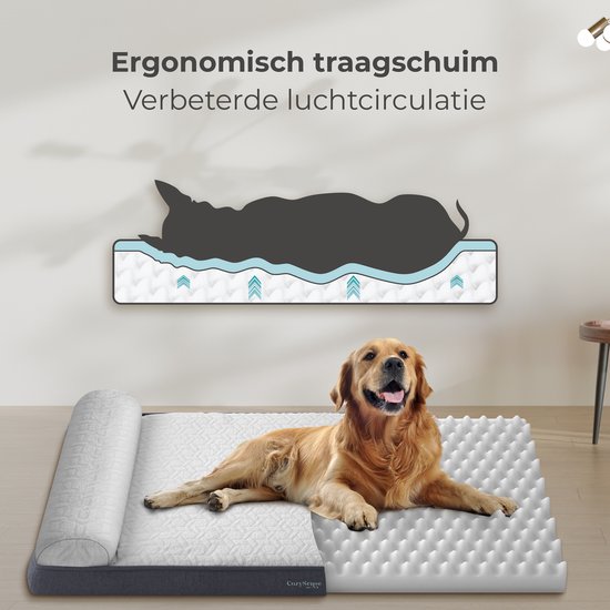 CozySense® Orthopädisches Hundekissen 100 X 70 cm - Größe XL - Wasserdicht - Geeignet als Sitzkissen & Hundebett - Waschbarer Bezug - Weiß