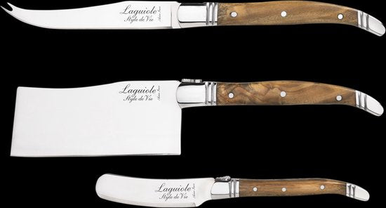 Laguiole Style de Vie Käsemesser-Set Luxury Line - 3-teilig - Olivenholz