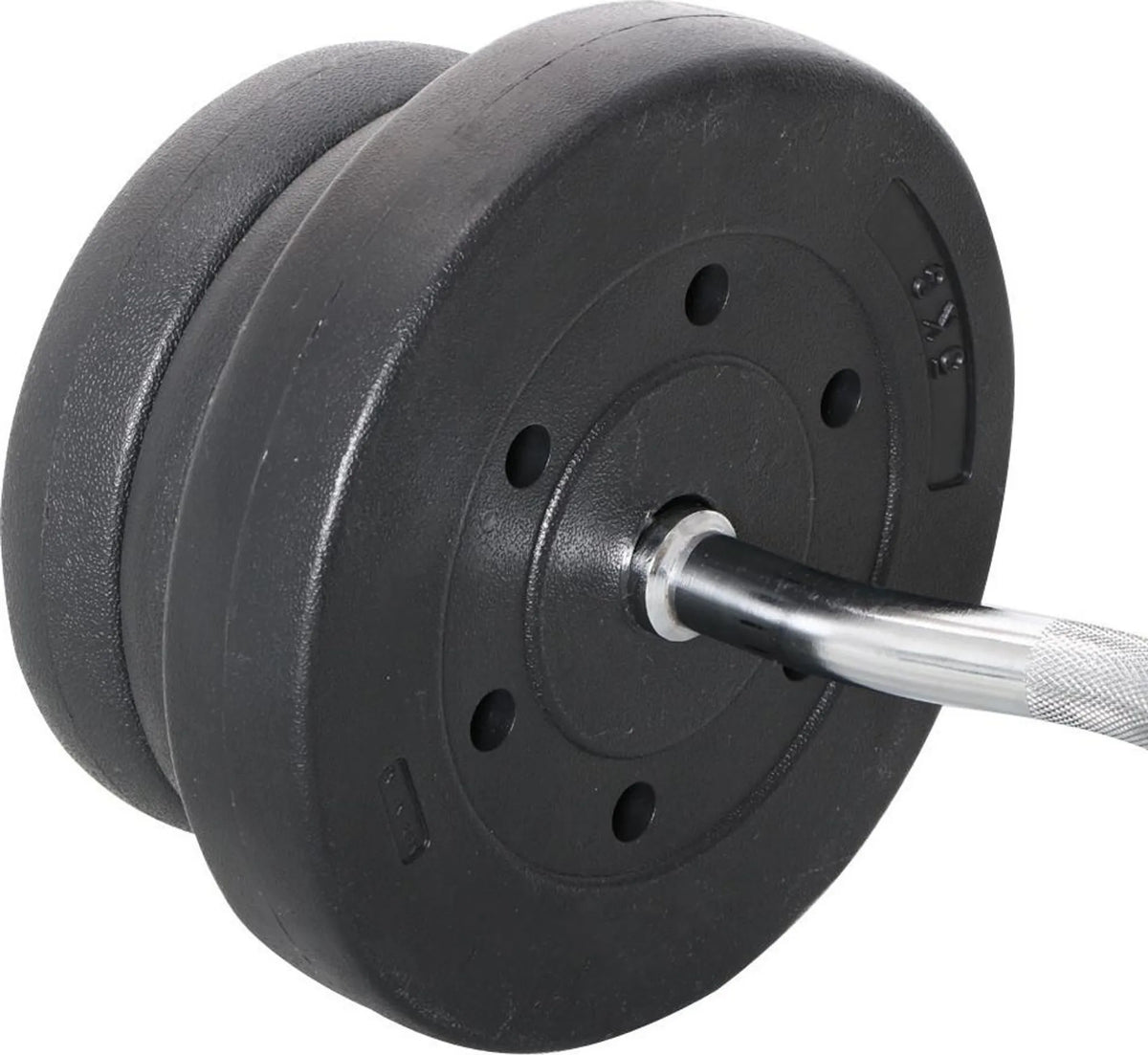 Yaheetech EZ-curl Hantelset 25 kg - Ausgestattet mit verchromter Curl-Stange und 6 Betongewichtsscheiben und Schlössern - Für Krafttraining und Muskelaufbau - Schwarzer Metallkunststoff und Beton - 120 x 26 x 26 cm