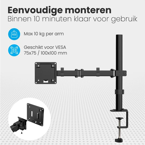 Auronic Monitorarm - 1 Bildschirm - 13 bis 32 Zoll - verstellbar - Monitorhalterung - Stahl - Schwarz