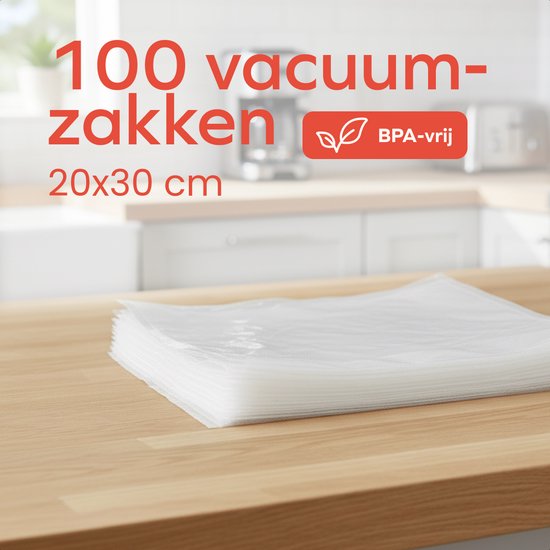KitchenBrothers Vakuumbeutel – 100 Stück – 20 x 30 cm – BPA-frei – Vakuumbeutel für Lebensmittel – Sous-vide-Beutel – Für Vakuumiergeräte