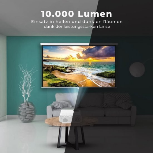 Spoused - Mini-Beamer - Streaming von Ihrem Telefon mit WiFi - Full-HD - 10.000 Lumen - Weiß
