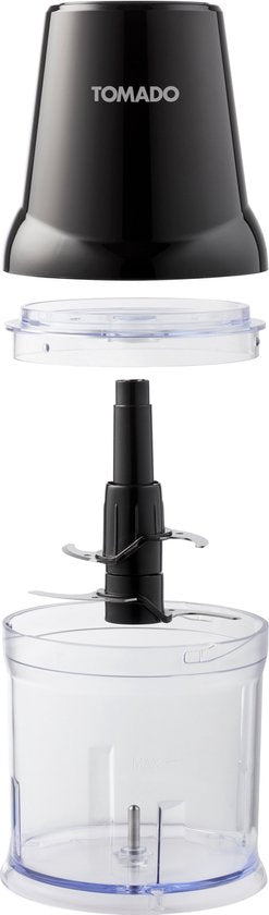 Tomado TCH2001B - Zerkleinerer - 360 ml - 2 Edelstahlklingen - 400 Watt - Schneiden, hacken und mixen - Schwarz