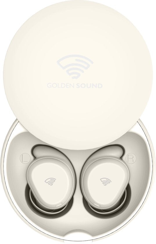 Golden Sound Schlaf-Ohrstöpsel – Kabellose Ohrstöpsel – Kabellose Ohrhörer – Sleep Plugs – Aktive Geräuschunterdrückung 24 dB – Schlaf-Ohrstöpsel – Für jeden Laptop und jedes Smartphone geeignet – Weiß