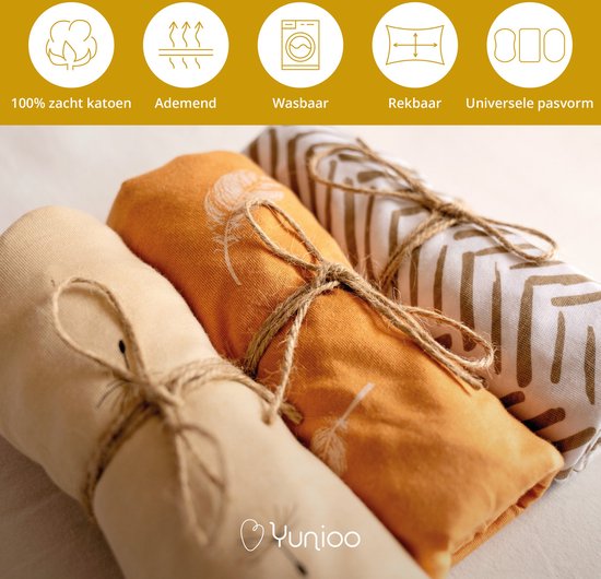 Yunioo® Universal Wiegenlaken Set │ Spannbetttuch Baby für Kinderwagen, Wickelkorb und Moseskorb │ Wickelauflagebezug │ Umstandsgeschenk Babyparty │ 3er-Pack │40x80 cm elastisch