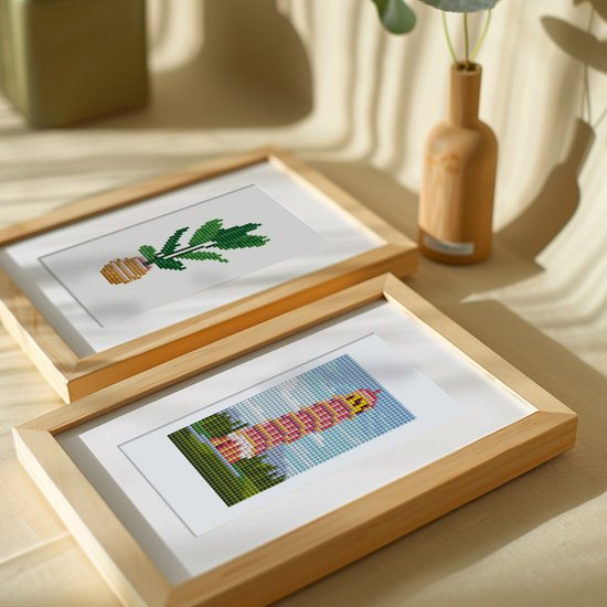 Rubye® Mini-Diamant-Gemälde - 2 Stück - Set - Erwachsene - Diamant-Gemälde Kinder - Turm von Pisa & Zimmerpflanze - 15x20cm