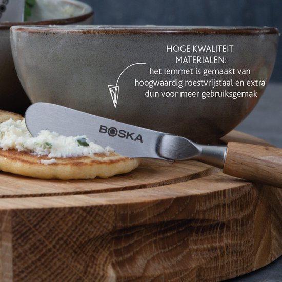 Boska Spreizmesser-Set Mini Oslo - 3er-Set - Europäische Eiche - Für Brotaufstriche - Leichtgewicht - 12cm