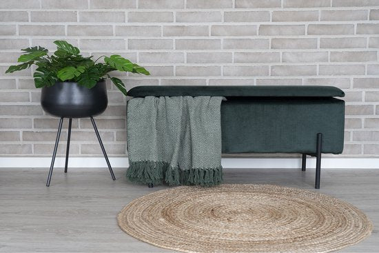 Watford Sofa mit Stauraum grün Velours, schwarz.
