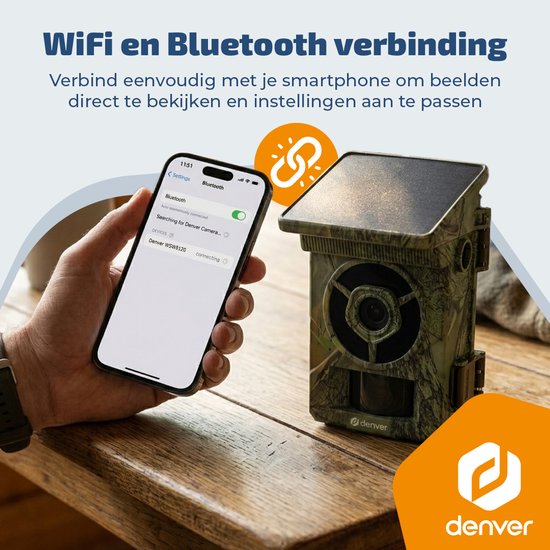 Denver-Wildkamera mit Nachtsicht und WLAN – 4K Ultra HD – 48 MP – WLAN – Smartphone-App – LCD-Bildschirm – Wiederaufladbares Solarpanel – WSW8120 – Modell 2026