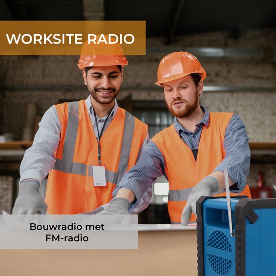 Denver Baustellenradio - Bluetooth - mit Akku - AUX - FM - USB-C - Spritzwassergeschützt - WRB60