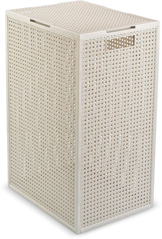 Curver Kaya Wäschekorb mit Deckel – 60 l – 38 x 29 x 58,5 cm – Weiß