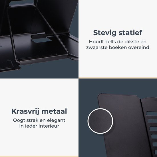 Castagnola Verstellbarer Buchhalter - Buchständer mit 6 Ständern - Buchhalter Metall - Rutschfester Tablet-Halter - Kochbücher und Lesebücher
